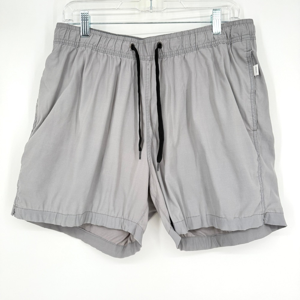 Onia The Charles Swim Shorts Grey Elastic Waist Drawstring Mesh Lined L L‎